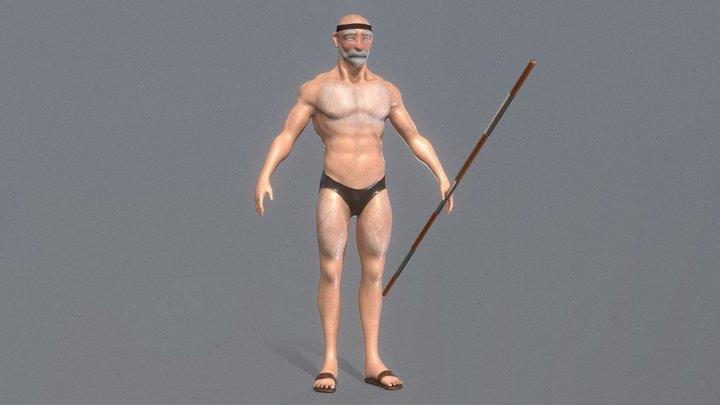 Stylized Old Monk Human Male Hand Painted