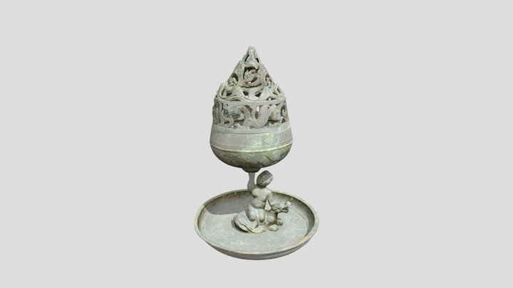 中国铜骑兽人物博山炉 3D Model