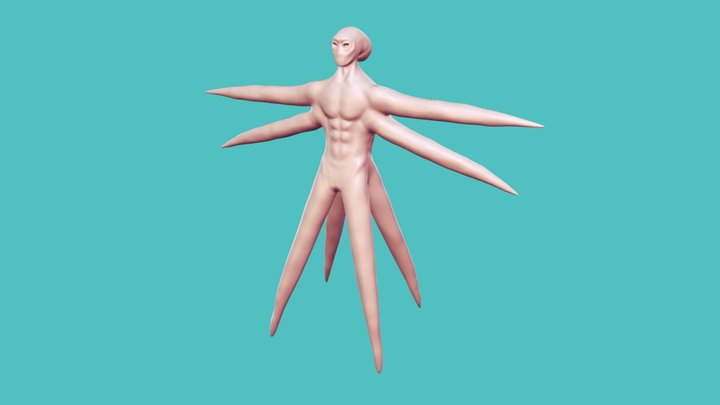 Sea creature squid man 3D Model