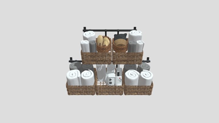 Bathroom Towel Basket 3D model