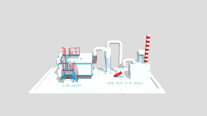 HUSTECH - HỆ THỐNG LÒ HƠI ĐỐT BỤNG 3D Model