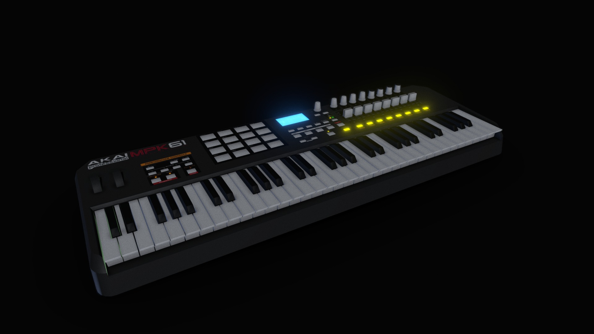3D model Akai MPK61 (Porter Robinson VR) - This is a 3D model of the Akai MPK61 (Porter Robinson VR). The 3D model is about a black and white electronic device.