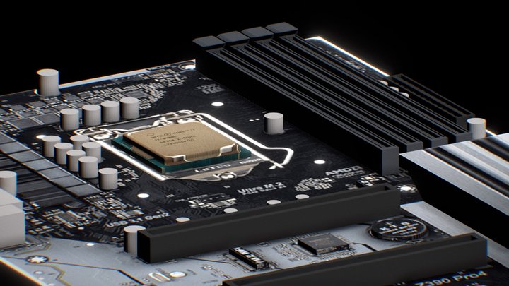 ASRock Z390 Pro4 Motherboard 3D Model