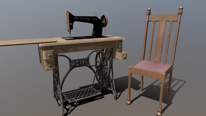 Table- Singer Sewing Table 3D Model