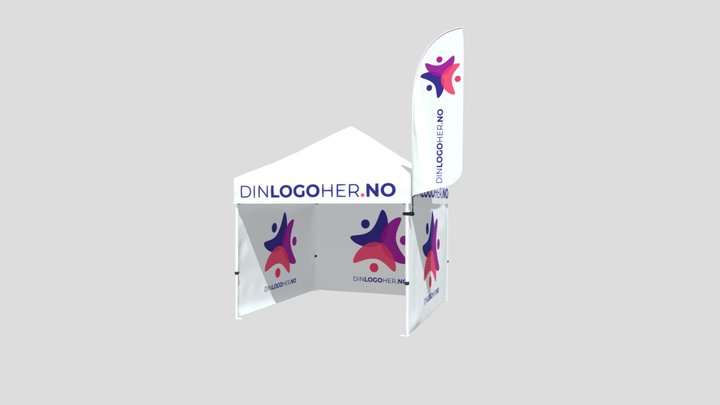 Telt 3×3 meter med flaggsystem 3D Model