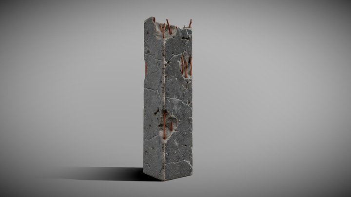Low Poly Damaged Pillar 2K 3D Model