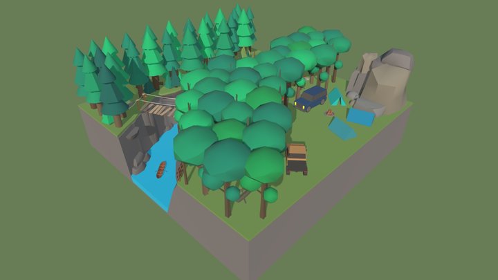 Camping scene 3D Model