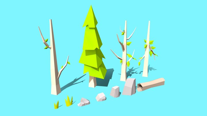 Asset pack - Low poly 3D forest environment 3D Model