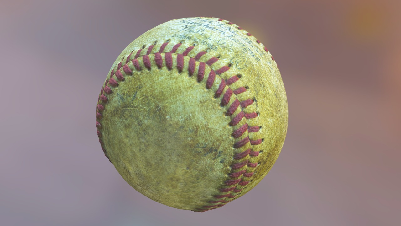 3D model Old Baseball 1 - This is a 3D model of the Old Baseball 1. The 3D model is about a ball with a red and green design.