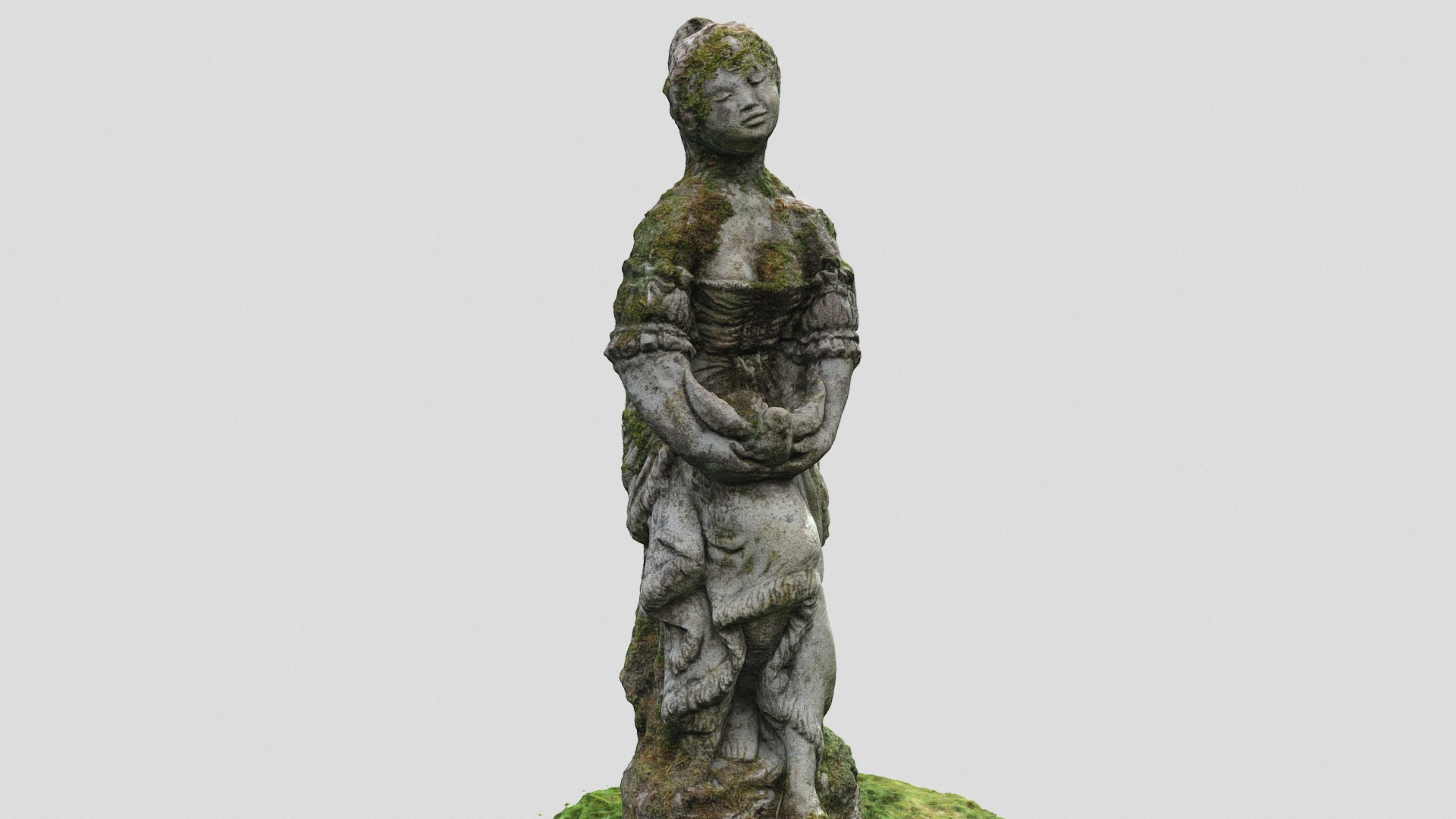 3D model English Moss-Covered Statue - This is a 3D model of the English Moss-Covered Statue. The 3D model is about a statue of a person.