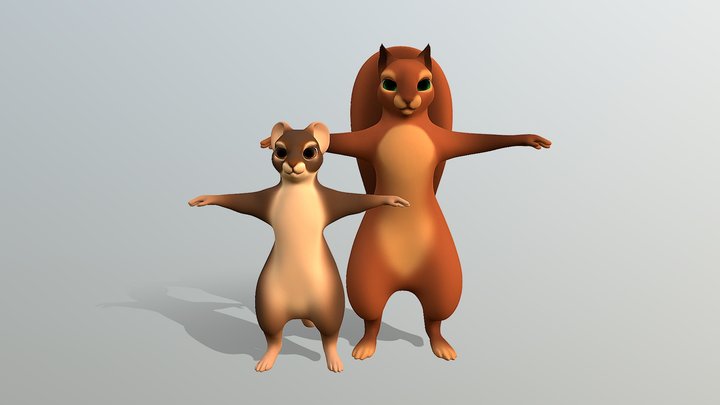 Mouse & Squirrel Size Comparison 3D Model