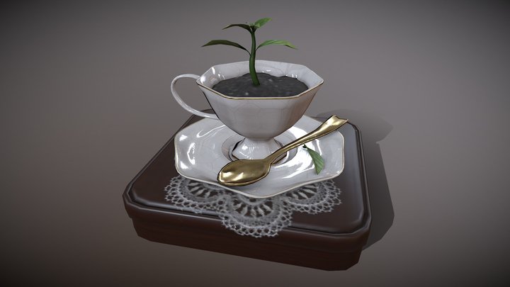 Plant in teacup 3D Model