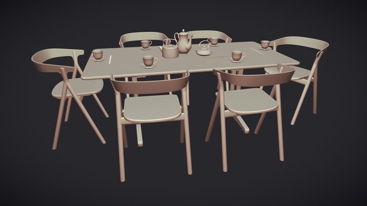 Complete Dining Set for DGM 1660 3D Model