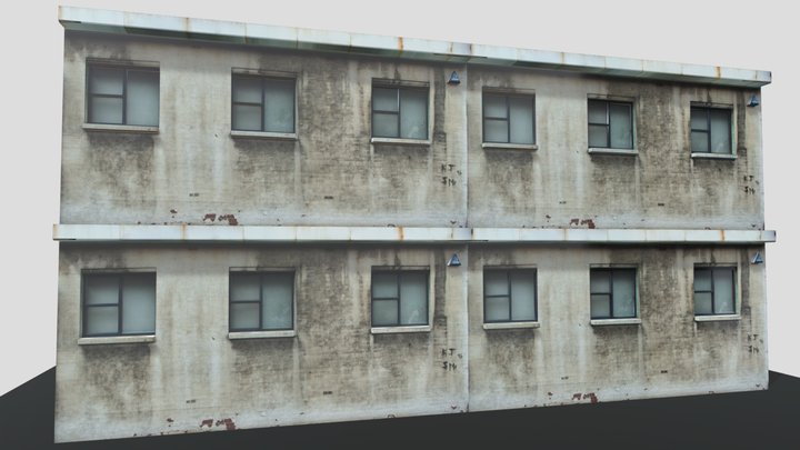 A front side of an Old Building 3D Model