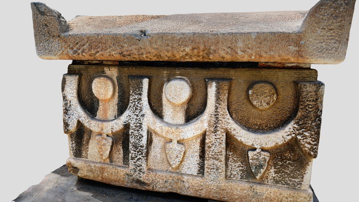 Roman Red Granite Sarcophagus 3D Model