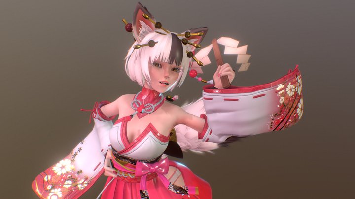 Shrine Assistant Mimikyuu (Game Ready) 3D Model