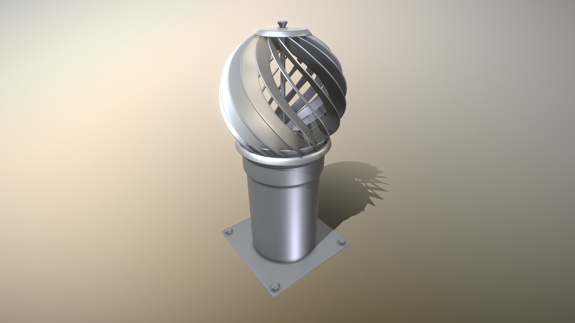 3D model Chimney Roof Exhaust Fan (High-Poly) - This is a 3D model of the Chimney Roof Exhaust Fan (High-Poly). The 3D model is about a silver and black watch.