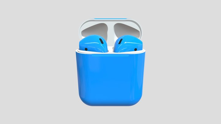 AirPods 2 Blue 3D Model