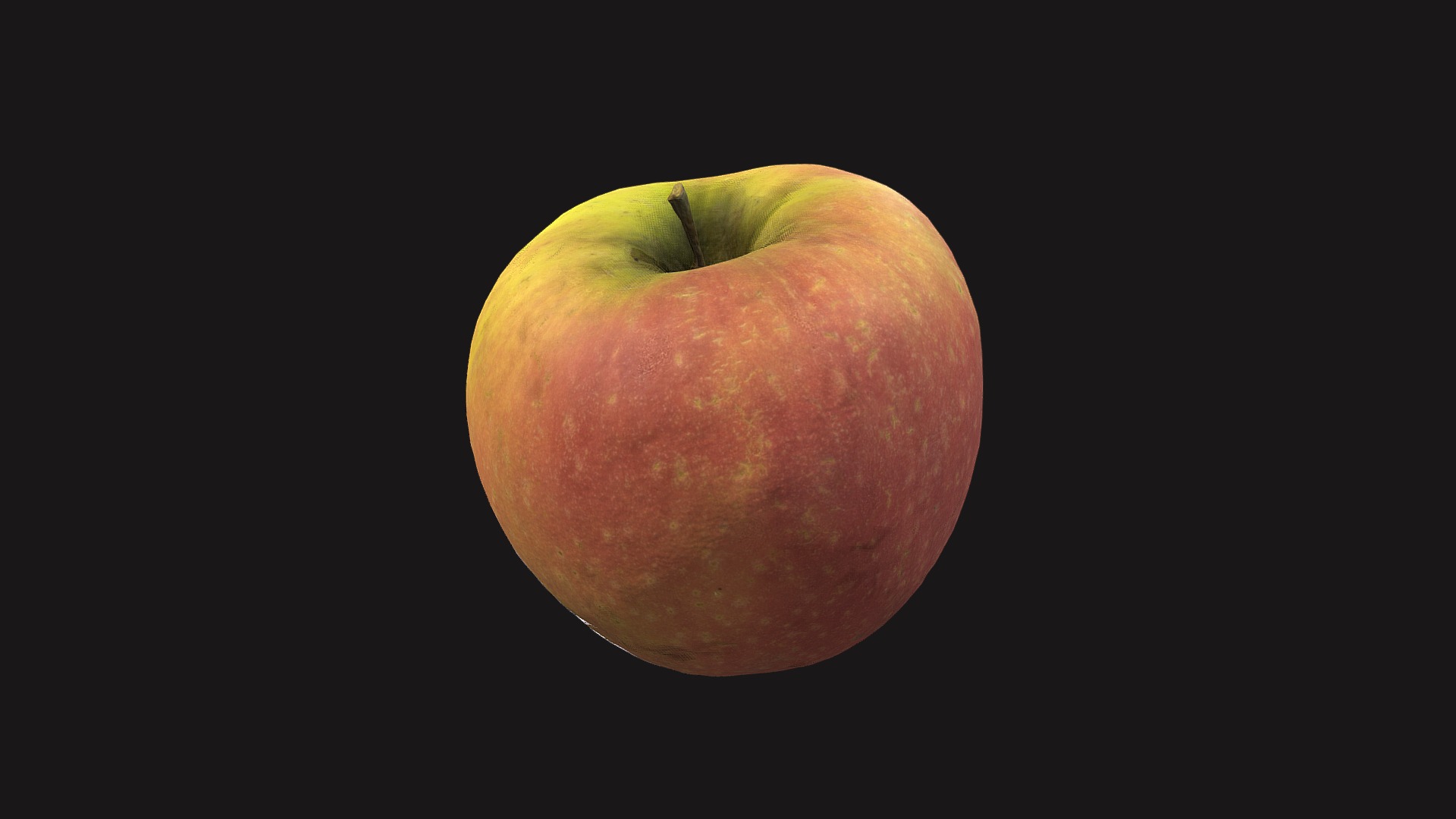 3D model Apple low poly - This is a 3D model of the Apple low poly. The 3D model is about a red apple with a green stem.