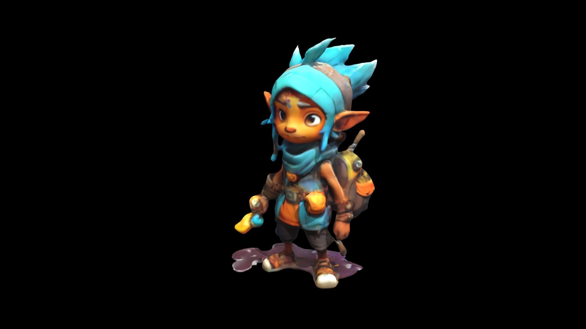 a cartoon character with blue hair and a back - Download Free 3D model ...
