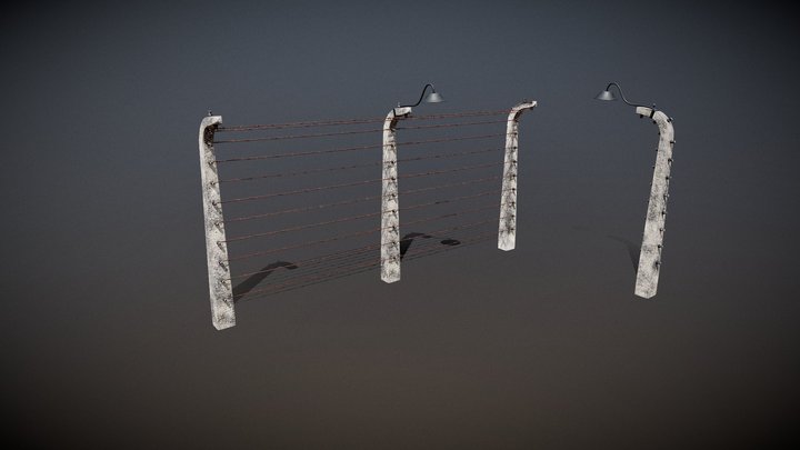 Auschwitz-Birkenau Electric Fence 3D Model