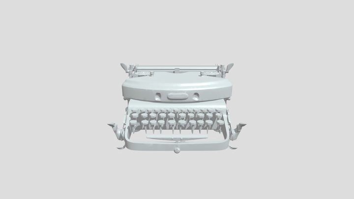 Vintage black typewriter with round keys 3D Model