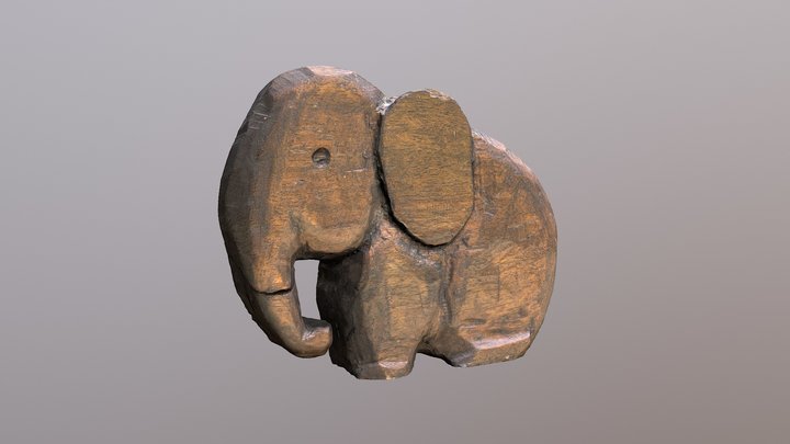 Handmade Malagasy Wood Elephant 3D Model