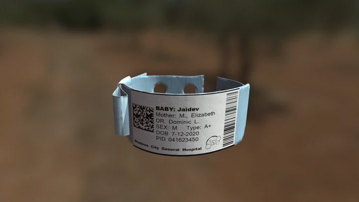 Infant Hospital Wristband 3D Model