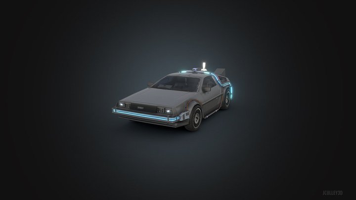 DeLorean Back To The Future with controls 3D Model