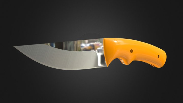 Knife Yellow Handle LOW POLY 3D Model