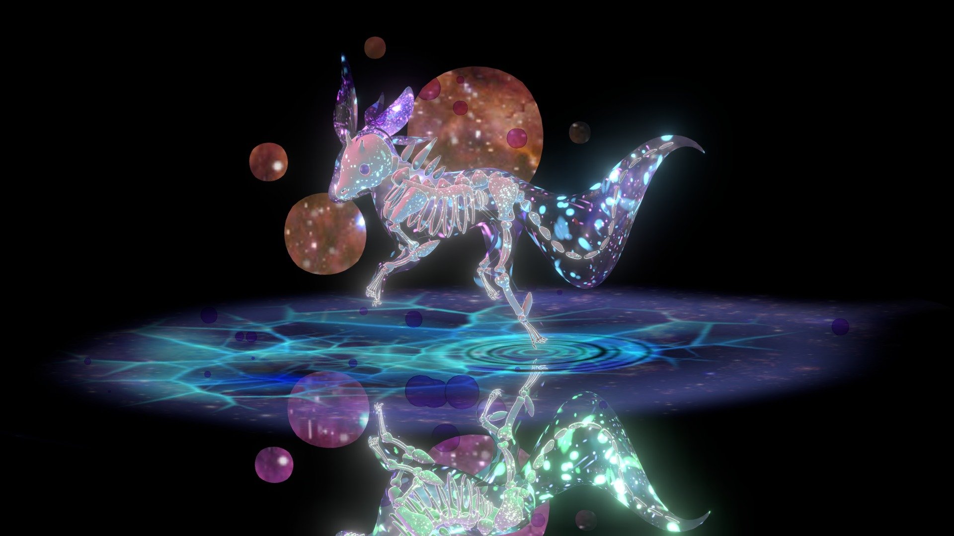 Cosmic Dual Bone Foxes — Sketchfab embed 3D viewer