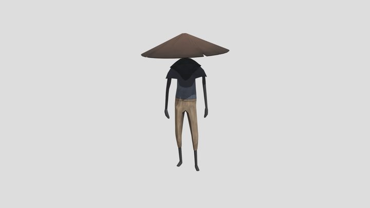 Dance Japanese Samurai Ninja Hat 3D Model