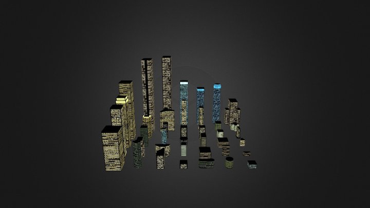 Skyscraper City Pack Night 01 3D Model
