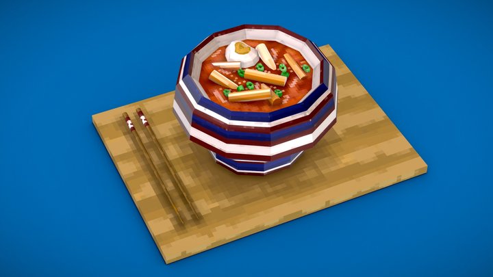 Tteokbokki - Handpainted Voxel Model 3D Model