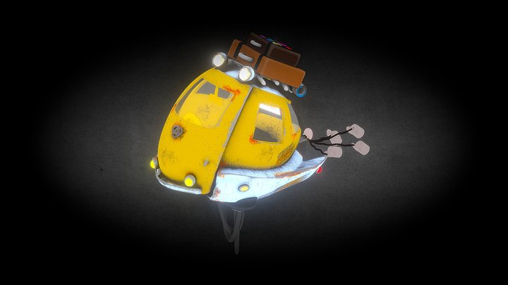 Retro Fyling Toon Car 3D Model