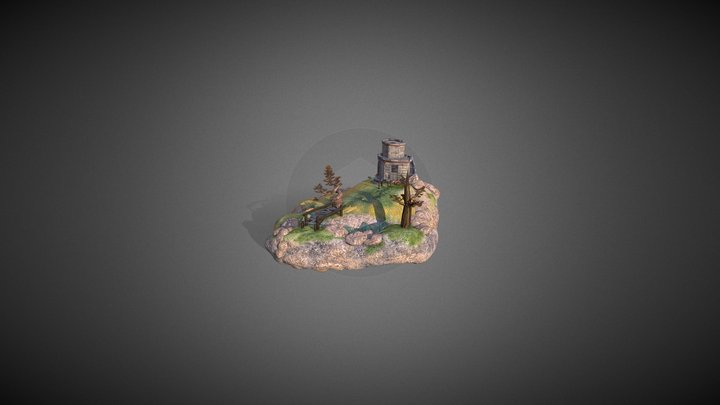 Run Down Medieval Style Diorama 3D Model
