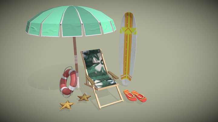 6 Beach Props 3D Model