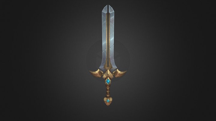 Hand Painted WoW Style Sword 3D Model