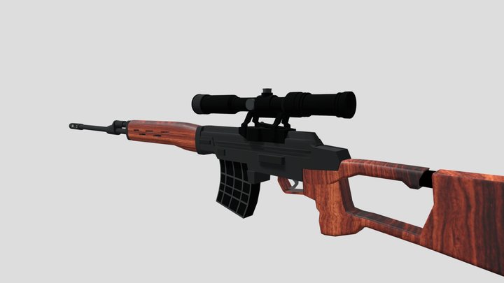 7.62 mm Dragunov sniper rifle (SVD). 3D Model