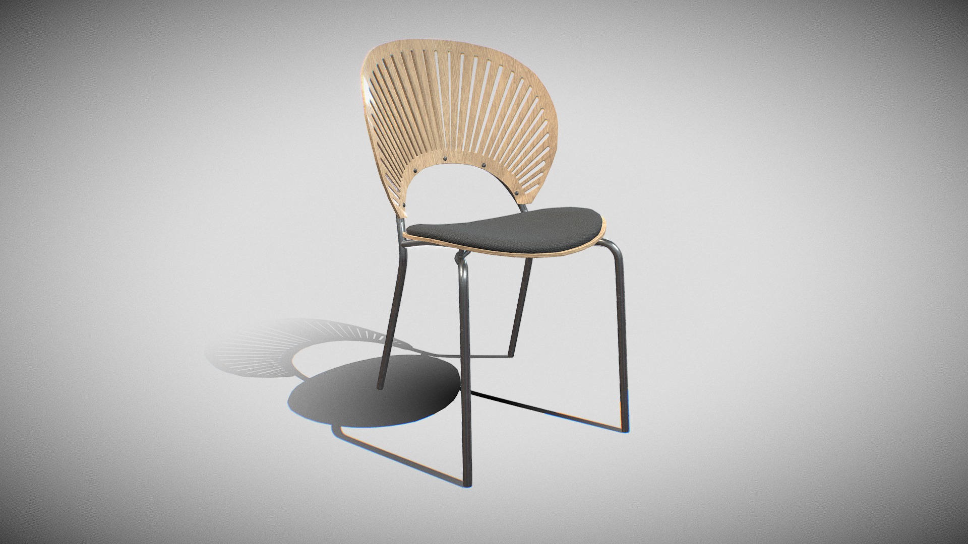 3D model TRINIDAD Chair-oak wood - This is a 3D model of the TRINIDAD Chair-oak wood. The 3D model is about a chair with a cushion.