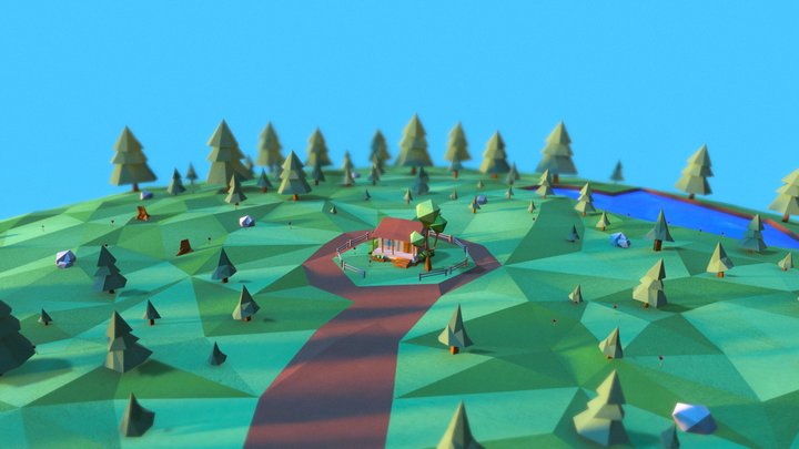 IMPACT — Billy's house — Low poly map (baked) 3D Model