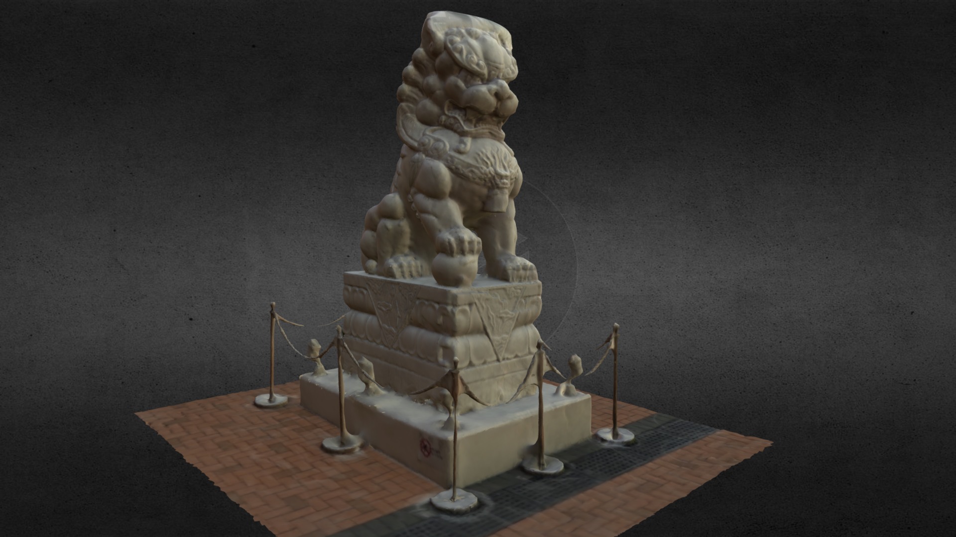 3D model Central Wheel – Chinese Lion - This is a 3D model of the Central Wheel - Chinese Lion. The 3D model is about a statue of a person with a beard and mustache.
