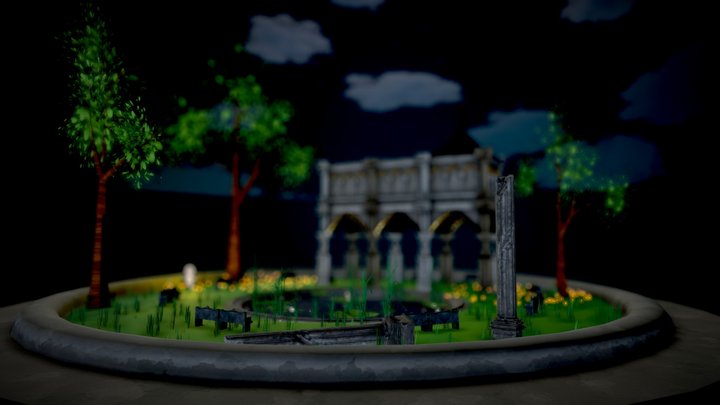 Garden Graveyard Night 3D Model