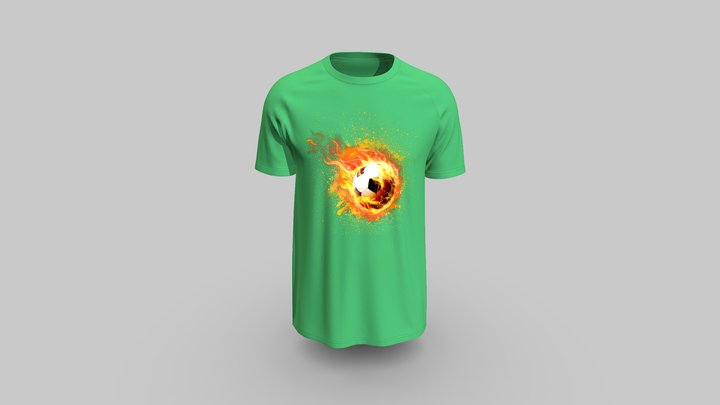 Raglan Sport T- Shirt With Round Neck Green 3D Model