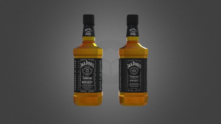 Low Poly Whiskey Bottle – 2 Label Variants 3D Model