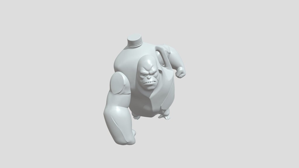 Anthropomorphic gallon jug of juice with muscul