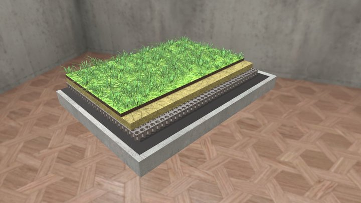 Cấu tạo hệ mái trồng cây Remak® Green Roof 3D Model