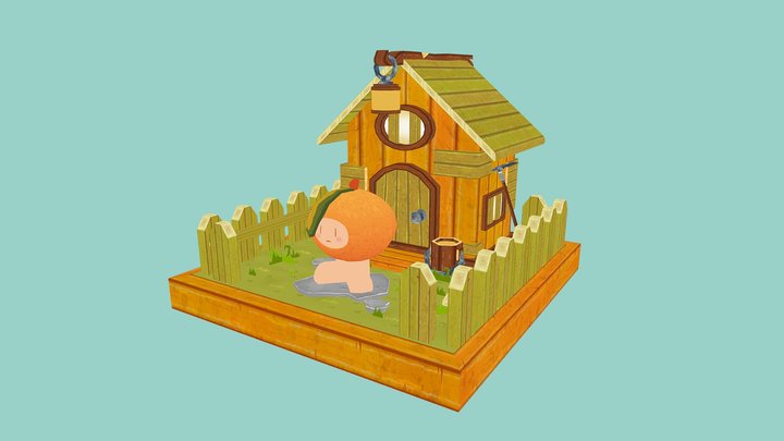 Fruit Guy low Poly Cottage 3D Model