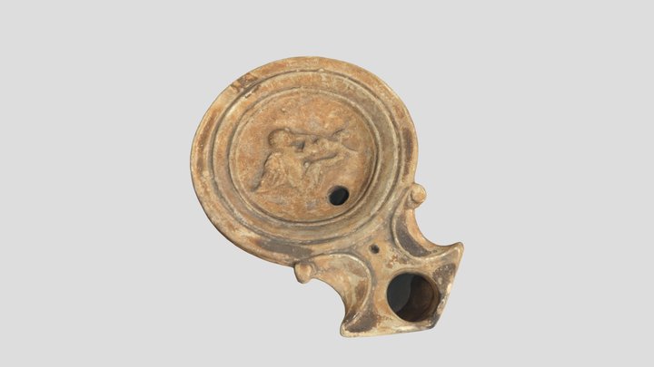 Roman lamp with Cupid and hare 3D Model