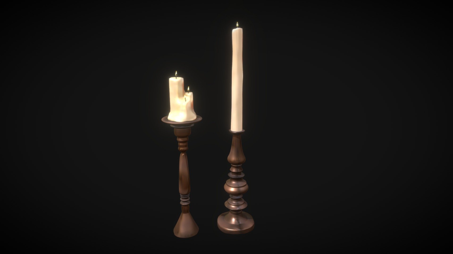 Elegant Copper Tall CandleStick Set - Buy Royalty Free 3D model by ...
